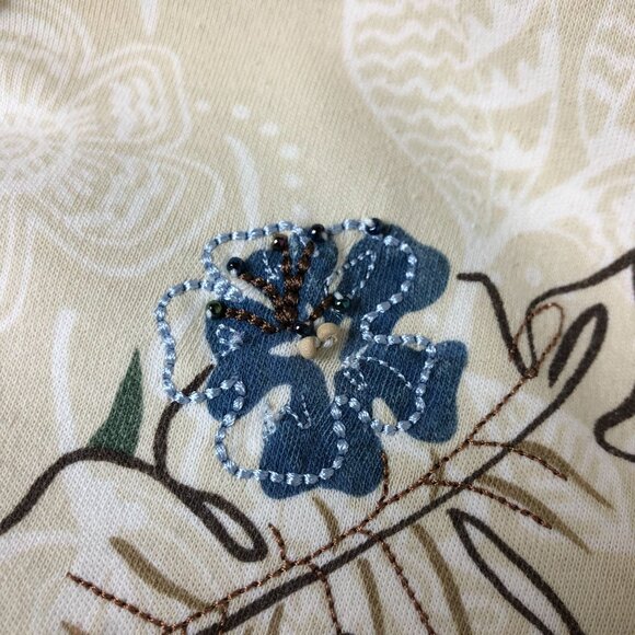 Alfred Dunner Floral Embroidered Top XL Square Neckline Short Sleeve Beaded - Picture 6 of 9